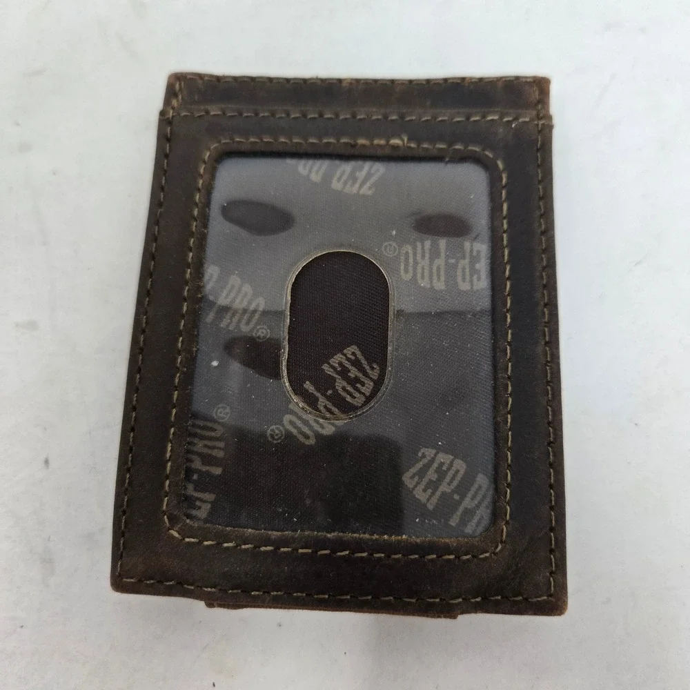 Zep-Pro Mississippi State Bulldogs Mens Leather Magnetic Money Clip Wallet Brown